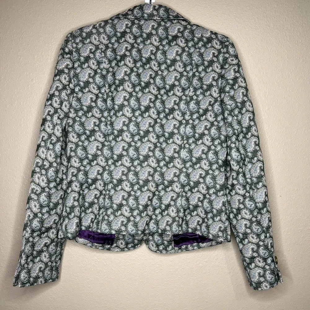 Dana Buchman Women's Green Paisley Single Breasted Blazer Jacket Size 6 - Picture 4 of 10